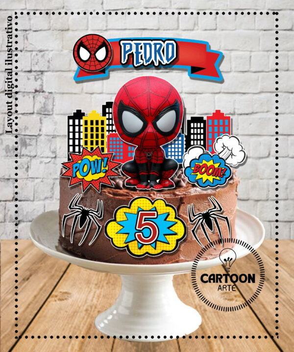 Arquivo de Corte Topo de Bolo Homem Aranha Cute -011