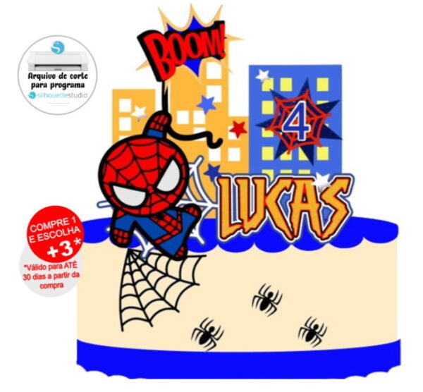 Arquivo de Corte Topo de Bolo Homem Aranha Cute