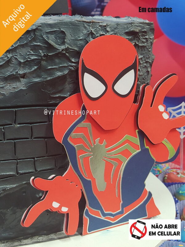 Arquivo de Corte Topo de Bolo Homem Aranha em Camadas