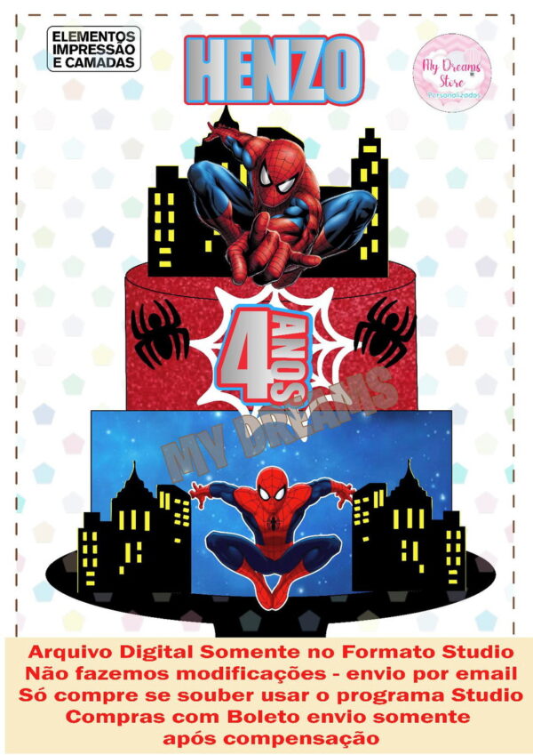 ARQUIVO DE CORTE - TOPO DE BOLO HOMEM ARANHA REF 092
