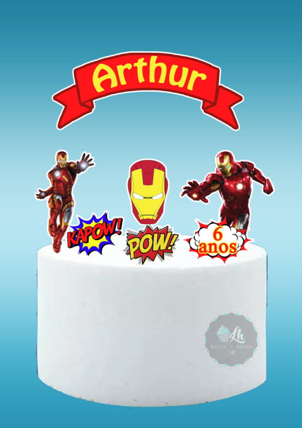 Arquivo de corte topo de bolo Homem de Ferro #1 PDF/JPG - Imagem 3