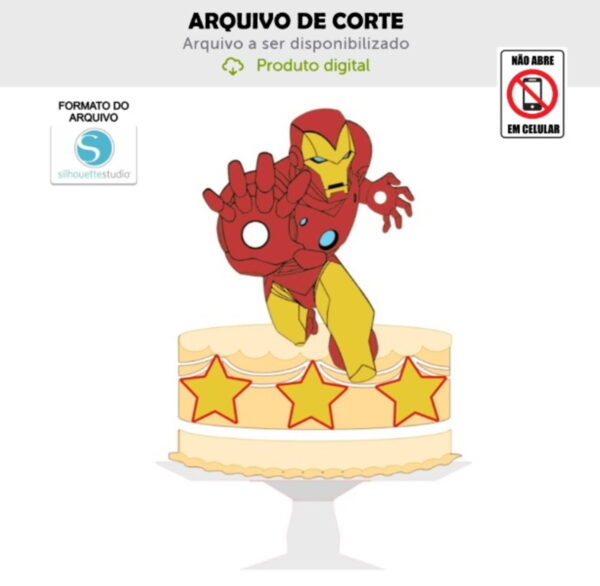 Arquivo de Corte Topo de Bolo Homem de Ferro
