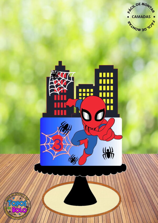 Arquivo de Corte Topo de Bolo Homen Aranha Camadas