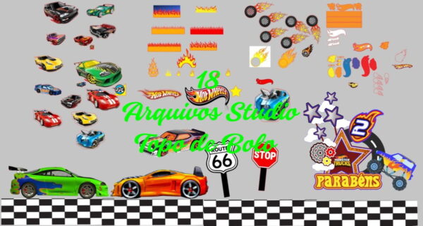 Arquivo de Corte Topo de Bolo - Hot Wheels 18 Arquivos - Image 2