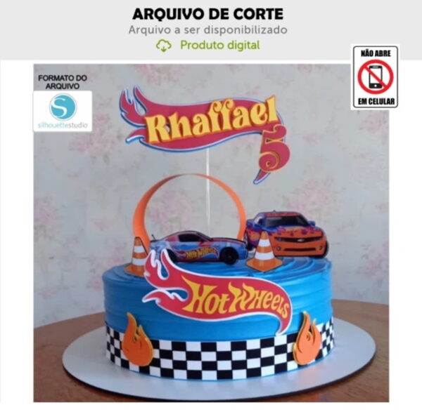 Arquivo de Corte Topo de Bolo Hotweels Pista