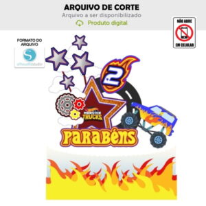 Arquivo de Corte Topo de Bolo Hotwhels Carros Truck