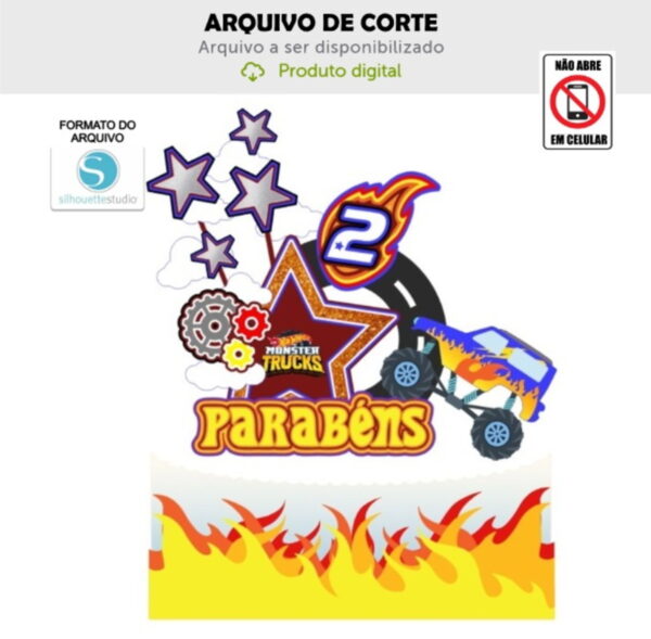 Arquivo de Corte Topo de Bolo Hotwhels Carros Truck