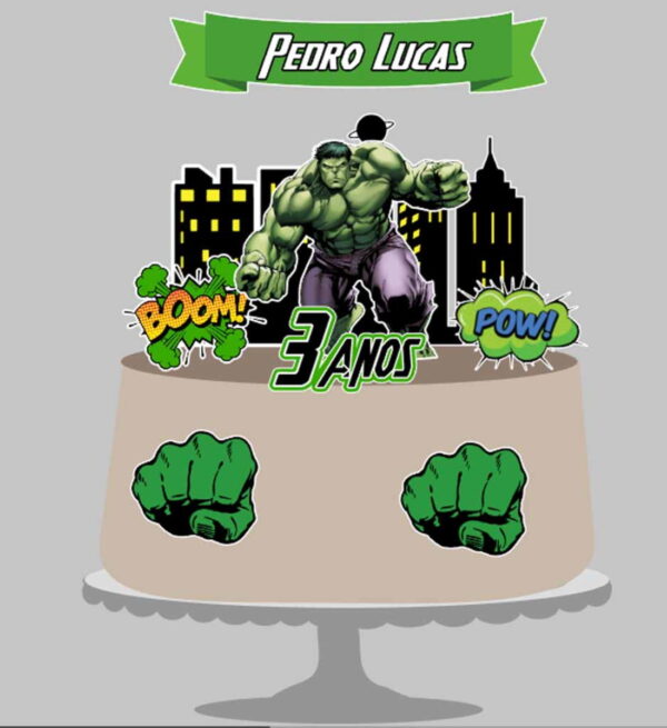 ARQUIVO DE CORTE - TOPO DE BOLO HULK 1