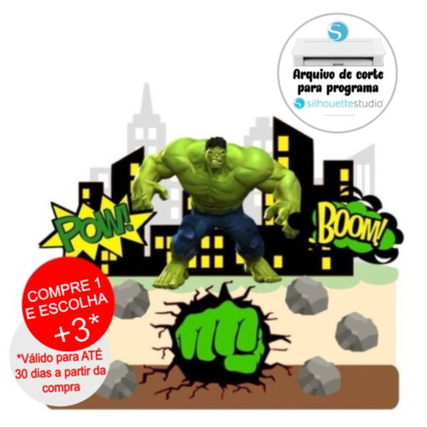 Arquivo de Corte Topo de Bolo Hulk