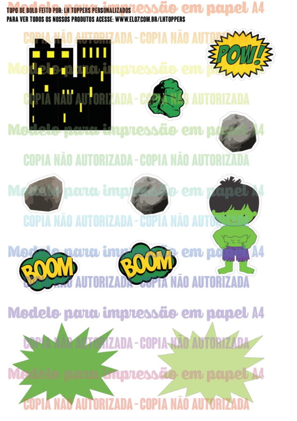 Arquivo de corte Topo de bolo Hulk Baby #1 PDF/JPG - Image 3