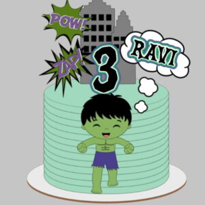 Arquivo de Corte Topo de Bolo Hulk Cute em Camadas