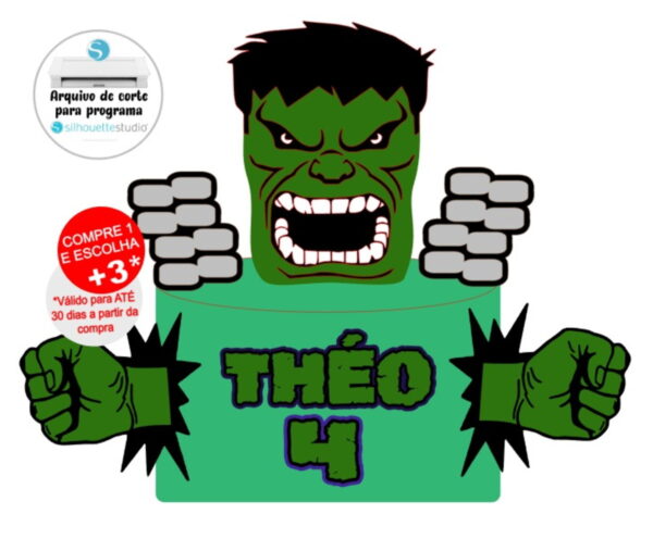 Arquivo De Corte Topo De Bolo Hulk Rosto