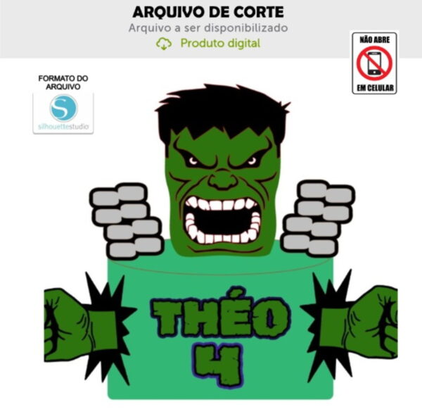 Arquivo de Corte Topo de Bolo Incrivel Hulk