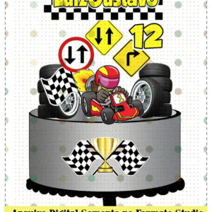 Arquivo de Corte - Topo de Bolo Kart Corrida Carros Ref 379