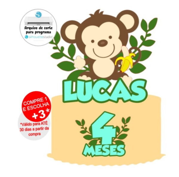 Arquivo de Corte Topo de Bolo Macaco