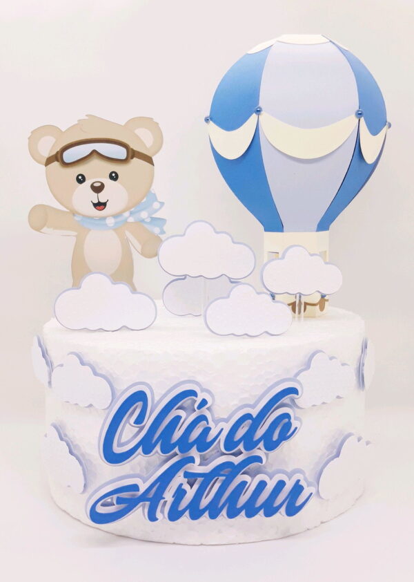 Arquivo de Corte Topo de Bolo Ursinho com Balão 3d Studio