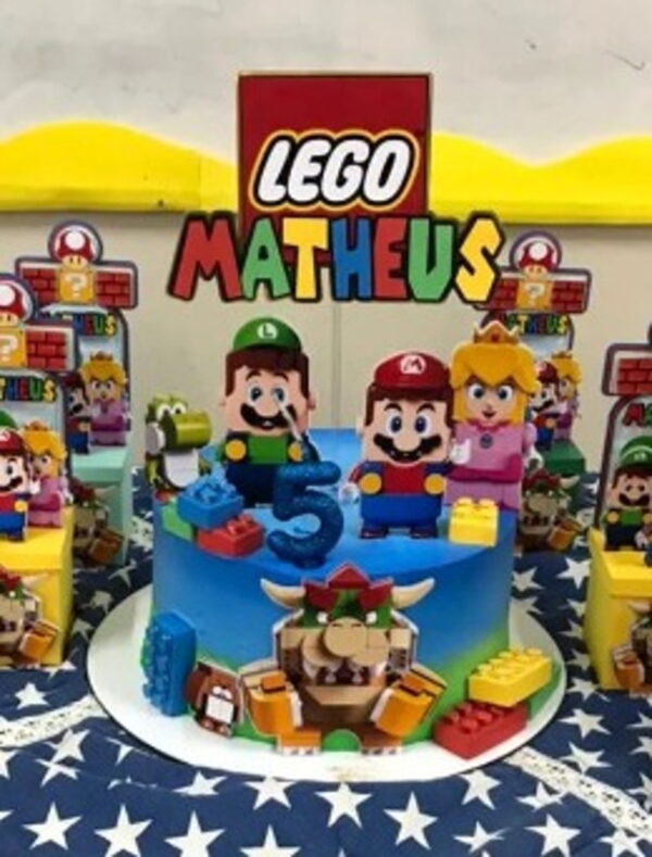 Arquivo de Corte Topo de Bolo Mario Lego Studio+brinde