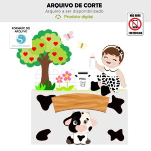 Arquivo de Corte Topo de Bolo Menina e Vaquinha