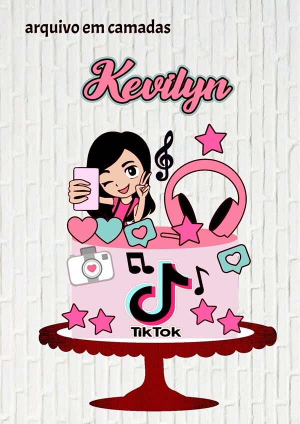 Arquivo de Corte Topo de Bolo Menina Tiktok - Image 2