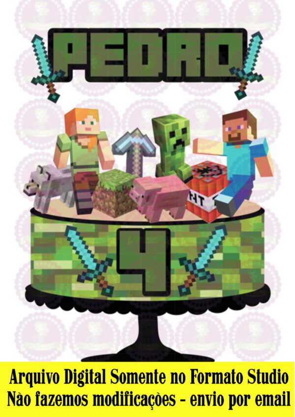 ARQUIVO DE CORTE - TOPO DE BOLO MINECRAFT 002 REF 207