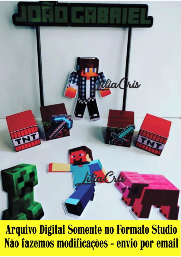 ARQUIVO DE CORTE - TOPO DE BOLO MINECRAFT CX 3D 001 REF 179