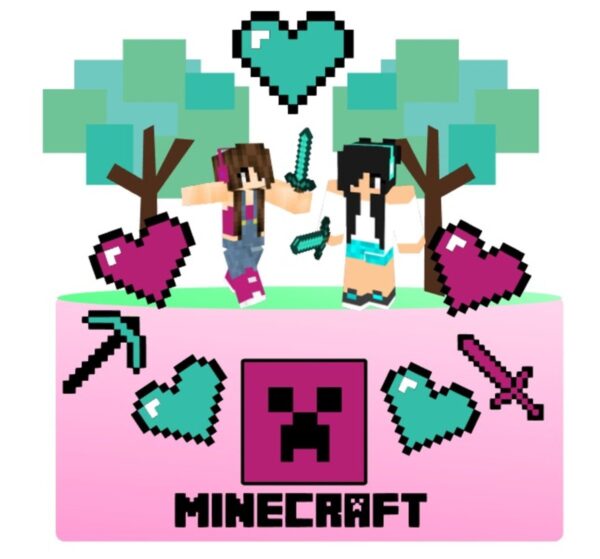 Arquivo de Corte Topo de Bolo Minecraft Menina