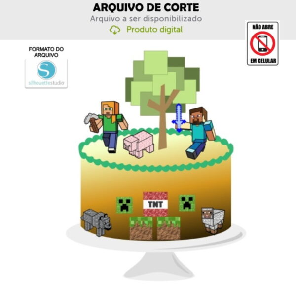 Arquivo de Corte Topo de Bolo Minecraft - Studio