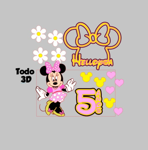 Arquivo de Corte Topo de Bolo Minnie Rosa Camadas