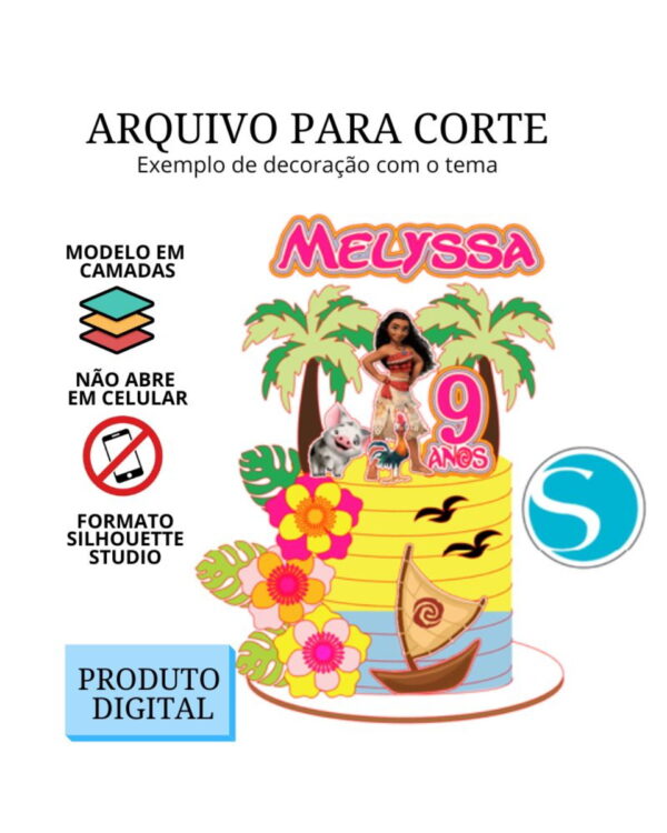 Arquivo de Corte Topo de Bolo - Moana 1