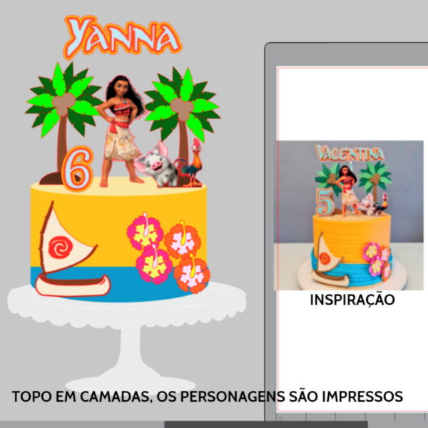 Arquivo de Corte Topo de Bolo Moana 4 + Brinde