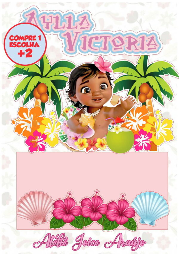 169 - Arquivo de Corte Topo de Bolo Moana Baby 2