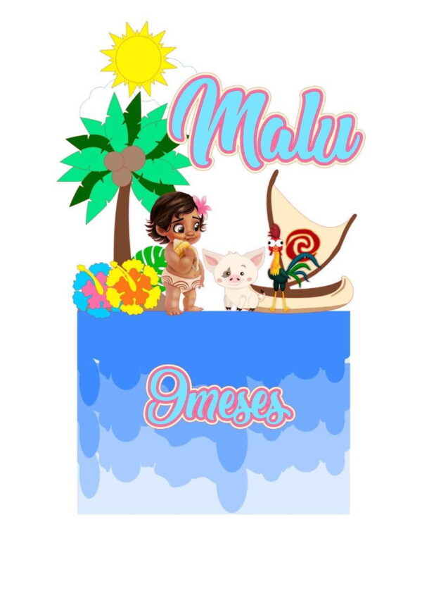 ARQUIVO DE CORTE TOPO DE BOLO MOANA BABY
