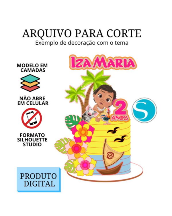 Arquivo de Corte Topo de Bolo - Moana Baby
