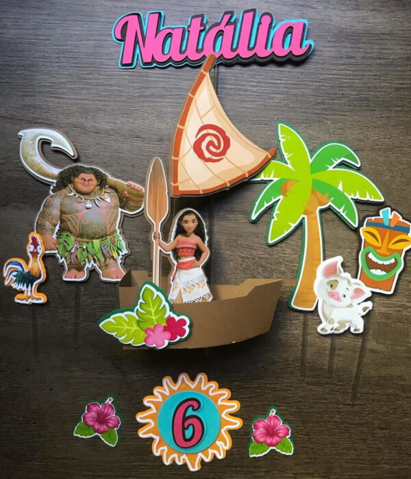 Arquivo de corte topo de bolo Moana Barco 3D + BRINDES - Image 2