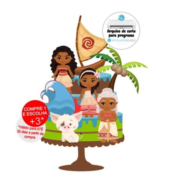 Arquivo de Corte Topo de Bolo Moana - *IMPRESSO*