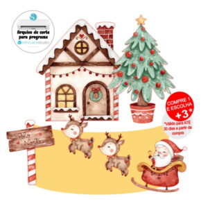 Arquivo de Corte Topo de Bolo Natal Aquarela