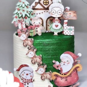 Arquivo de Corte Topo de Bolo Natal Aquarelado