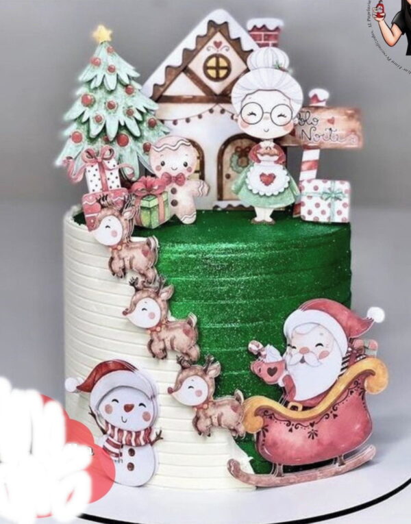Arquivo de Corte Topo de Bolo Natal Aquarelado