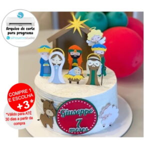 Arquivo de Corte Topo de Bolo Natal Presépio