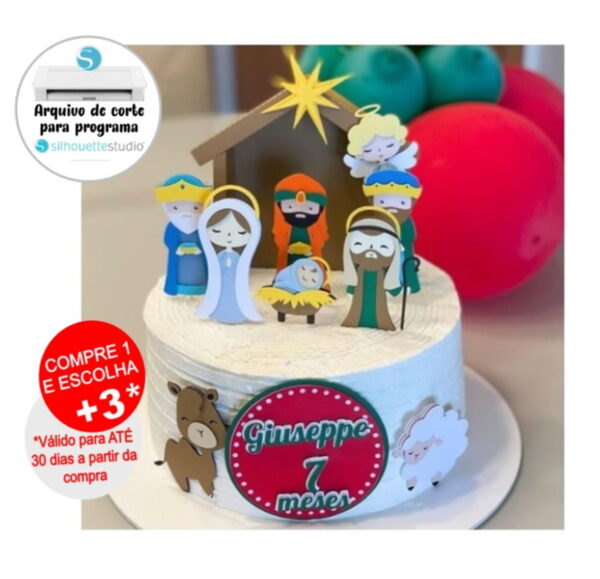 Arquivo de Corte Topo de Bolo Natal Presépio