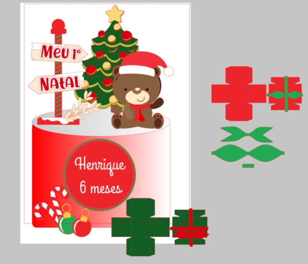 Arquivo de Corte Topo de Bolo Natal Ursinho(camadas) - Imagem 2