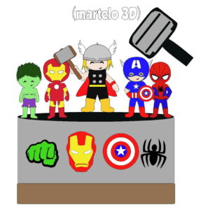 Arquivo de Corte Topo de Bolo os Vingadores Cute Camadas