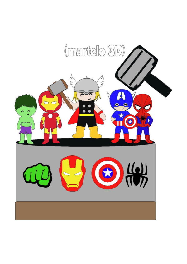Arquivo de Corte Topo de Bolo os Vingadores Cute Camadas