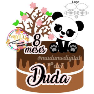 Kit com 5 arquivos de corte:05-PANDA TOPO DE BOLO EM CAMADAS