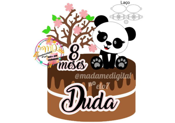 Kit com 5 arquivos de corte:05-PANDA TOPO DE BOLO EM CAMADAS