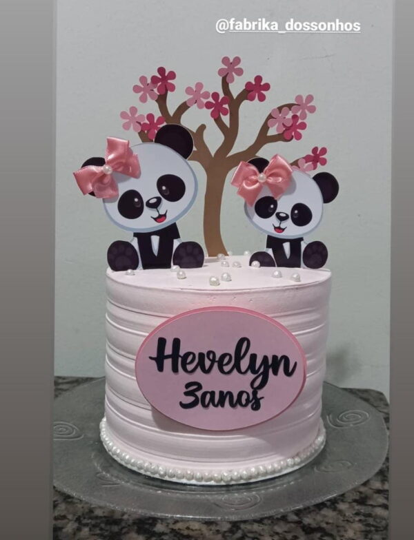 Arquivo De Corte Topo De Bolo Panda Arvore - Imagem 2