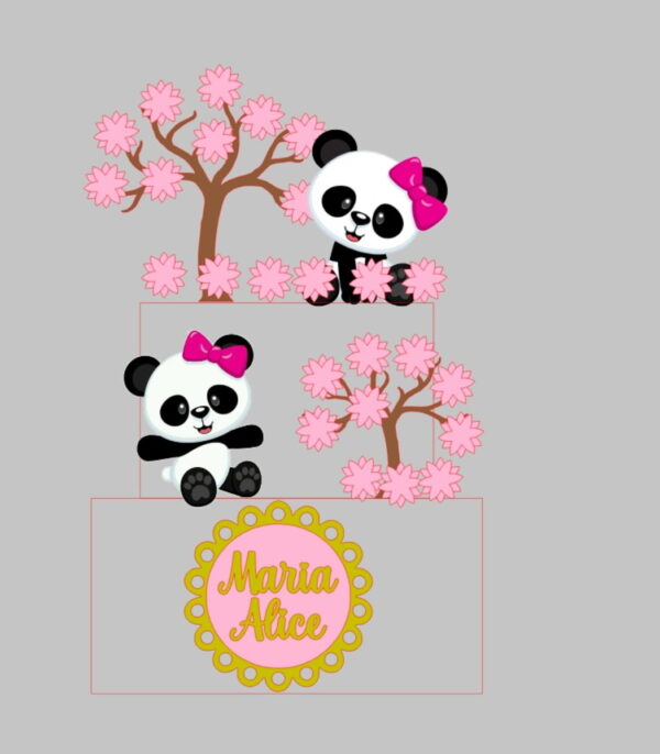 Arquivo De Corte Topo De Bolo Panda Floral - Imagem 2