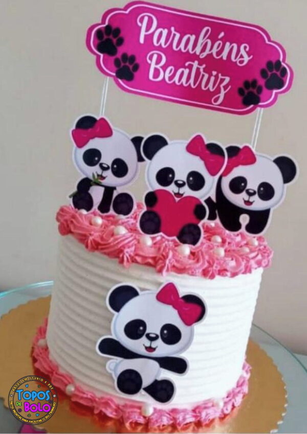 Arquivo de Corte Topo de Bolo Panda Menina