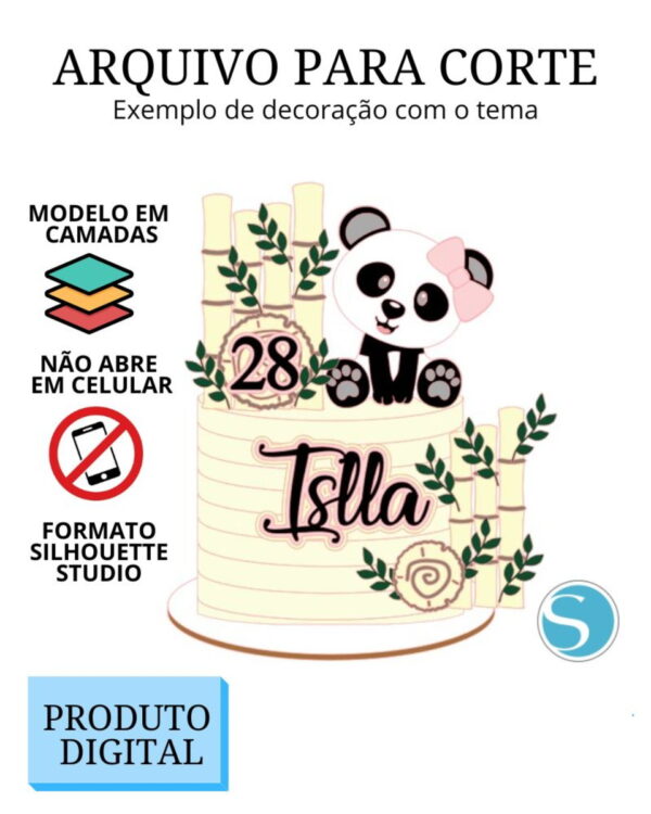 Arquivo de Corte Topo de Bolo- Panda - Image 2