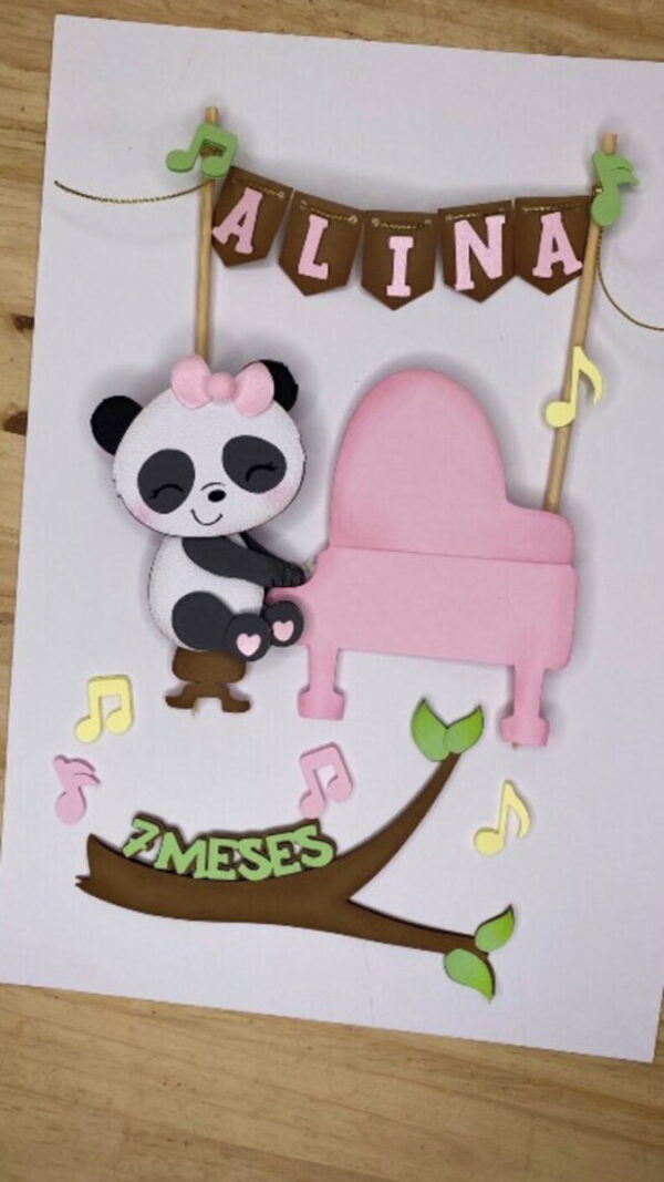 Arquivo de Corte Topo de Bolo Panda Pianista